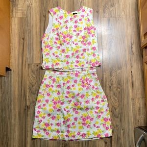 Finity Studio Floral Two Piece Skirt and Sleeveless Top Set Size 14